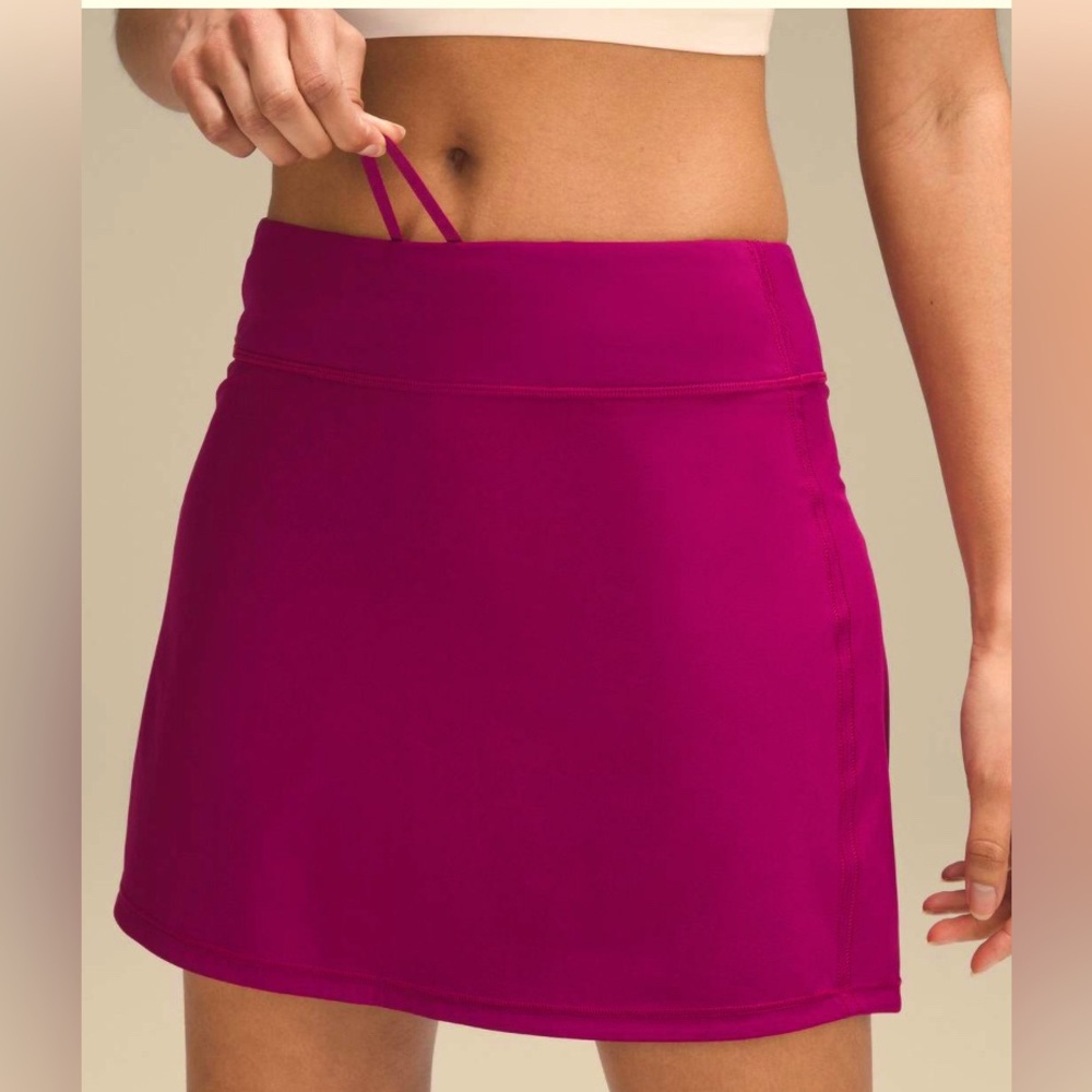 NWT Lululemon Pace Rival Mid Rise Skirt Extra Long in Magenta - Size 8